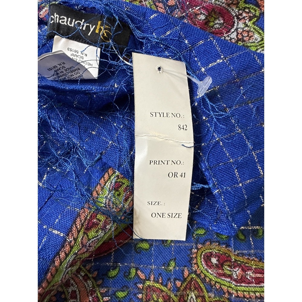 NWT Chaudry KC Scarf Gauze, Cotton, Boho Wrap Blue Paisley - Picture 6 of 7